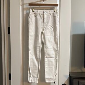 Women's White Crop Ankle Zipper Jeans